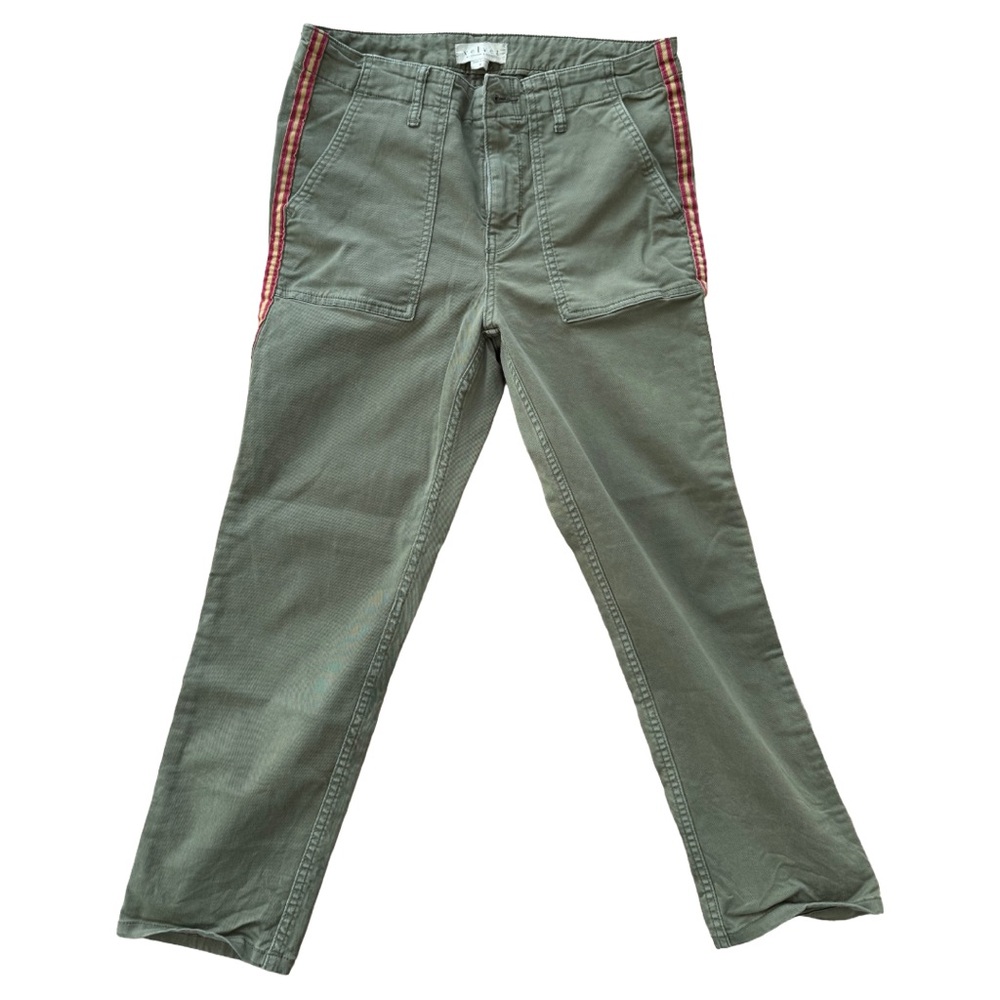 Velvet by Graham & Spencer Green Cargo Pants with Red Accents